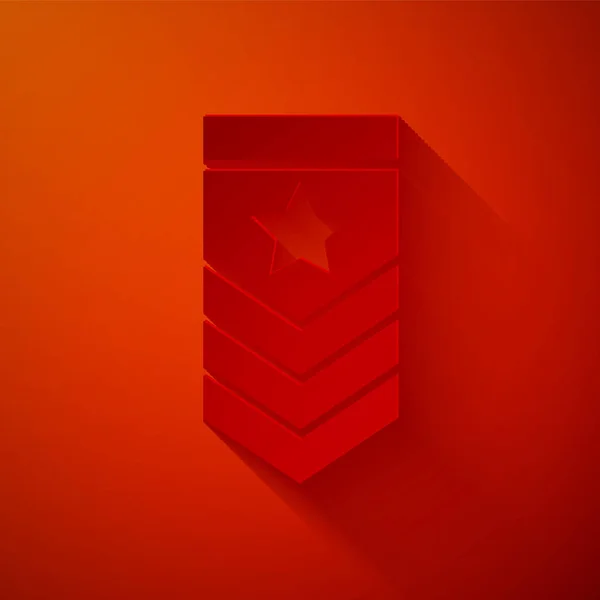 Papier Coupé Icône Chevron Isolé Sur Fond Rouge Panneau Insigne — Image vectorielle