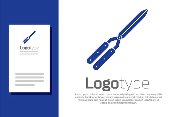 Blauwe Tuinieren Handgemaakte Schaar Voor Het Trimmen Pictogram Geïsoleerd Witte — Stockvector