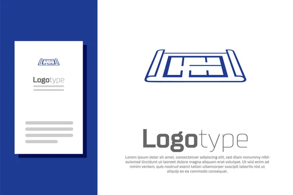 Blaues Häuserplansymbol isoliert auf weißem Hintergrund. Logo Design Template-Element. Vektorillustration — Stockvektor