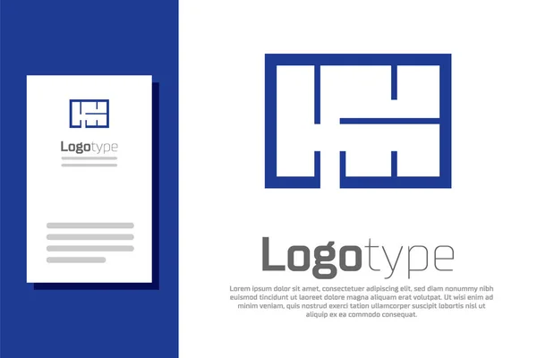Blaues Häuserplansymbol isoliert auf weißem Hintergrund. Logo Design Template-Element. Vektorillustration — Stockvektor