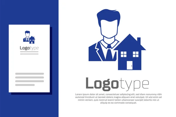 Blue Realtor icoon geïsoleerd op witte achtergrond. Een huis kopen. Logo ontwerp template element. Vector Illustratie — Stockvector