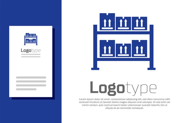 蓝色仓库图标隔离在白色背景。 标志设计模板元素。 病媒图解 — 图库矢量图片