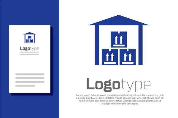 Blue Warehouse icon isolated on white background. Logo design template element. Vector Illustration — ストックベクタ