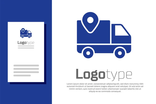 Blue Delivery nyomkövető ikon elszigetelt fehér háttér. Csomagkövetés. Logó tervezési sablon elem. Vektorillusztráció — Stock Vector