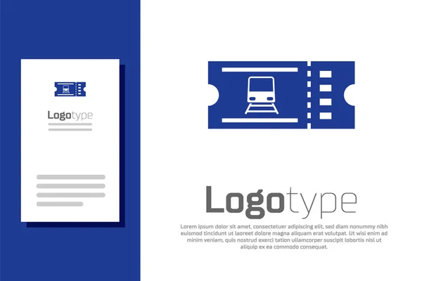Blaues Zugfahrschein-Symbol auf weißem Hintergrund. Bahnfahren. Logo Design Template-Element. Vektorillustration — Stockvektor
