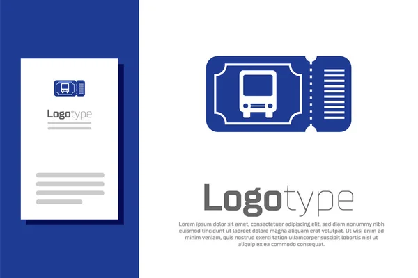 Ikona biletu Blue Bus na białym tle. Bilet na transport publiczny. Element szablonu logo. Ilustracja wektora — Wektor stockowy