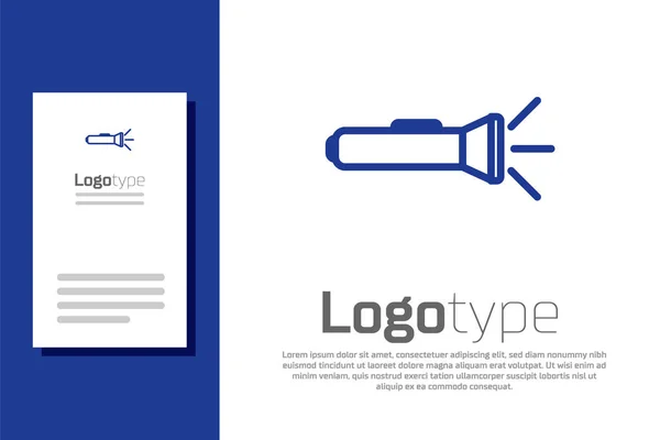 Icona torcia blu isolata su sfondo bianco. Elemento modello di design logo. Illustrazione vettoriale — Vettoriale Stock