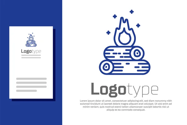 Blaues Lagerfeuersymbol isoliert auf weißem Hintergrund. Lagerfeuer mit Holz brennen. Logo Design Template-Element. Vektorillustration — Stockvektor