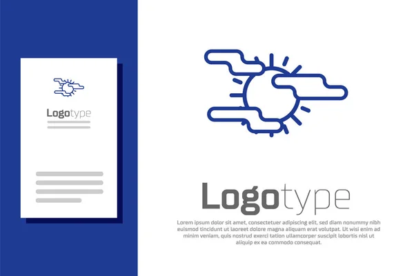 Nebbia blu e icona del sole isolato su sfondo bianco. Elemento modello di design logo. Illustrazione vettoriale — Vettoriale Stock