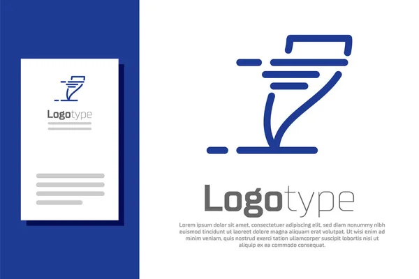 Niebieska ikona Tornado odizolowana na białym tle. Cyklon, trąba powietrzna, lejek burzowy, wiatr huraganowy lub ikona pogody. Element szablonu logo. Ilustracja wektora — Wektor stockowy