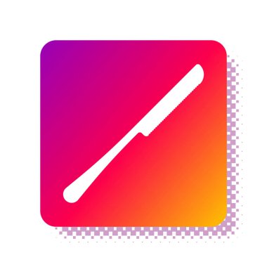 Beyaz Bıçak simgesi beyaz arkaplanda izole edildi. Çatal bıçak sembolü. Kare renk düğmesi. Vektör İllüstrasyonu