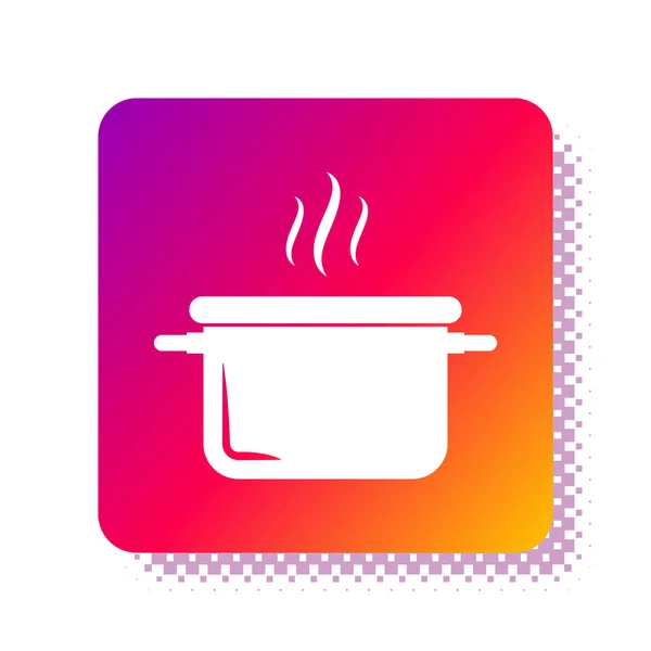 White Cooking Pot Icon Isolated White Background Boil Stew Food — Stock Vector