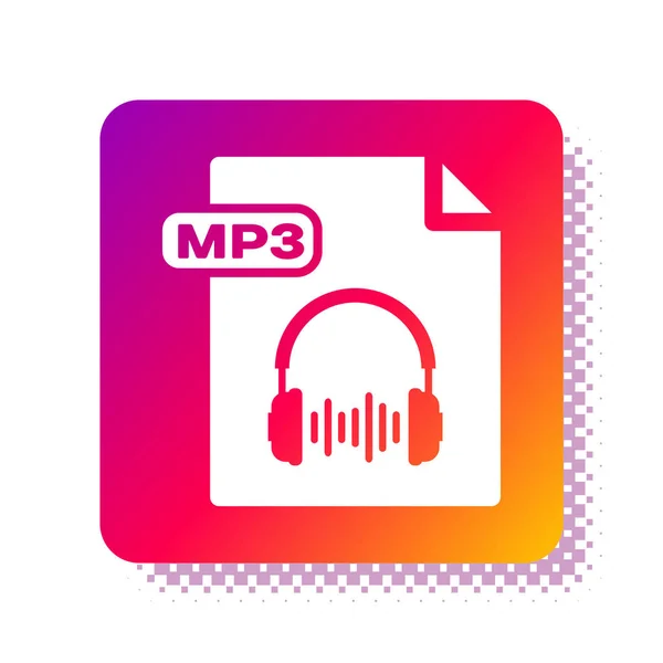 Bílý dokument Mp3. Stáhnout mp3 tlačítko ikonu izolované na bílém pozadí. Mp3 music format sign. Symbol souboru Mp3. Tlačítko čtvercové barvy. Vektorová ilustrace — Stockový vektor