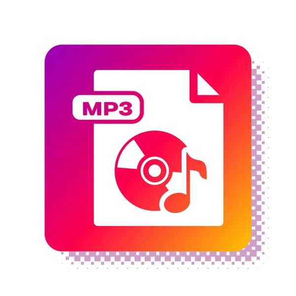 Bílý dokument Mp3. Stáhnout mp3 tlačítko ikonu izolované na bílém pozadí. Mp3 music format sign. Symbol souboru Mp3. Tlačítko čtvercové barvy. Vektorová ilustrace — Stockový vektor