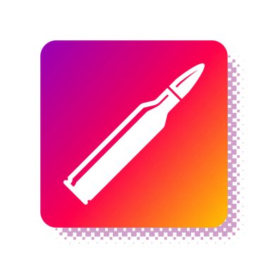 Beyaz Mermi simgesi beyaz arkaplanda izole edildi. Kare renk düğmesi. Vektör İllüstrasyonu