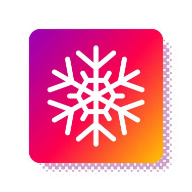 Beyaz Kar Tanesi simgesi beyaz arkaplanda izole edildi. Kare renk düğmesi. Vektör İllüstrasyonu