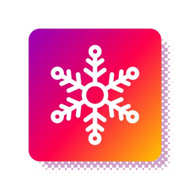 Beyaz Kar Tanesi simgesi beyaz arkaplanda izole edildi. Kare renk düğmesi. Vektör İllüstrasyonu