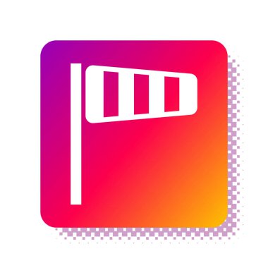 Beyaz arka planda yel değirmeni rüzgar gülü ikonu izole edildi. Rüzgâr Sock rüzgarın yönünü ve gücünü gösteriyor. Kare renk düğmesi. Vektör İllüstrasyonu