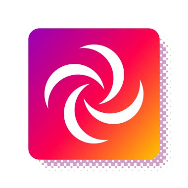 Beyaz Tornado simgesi beyaz arkaplanda izole edildi. Kasırga, kasırga, fırtına bacası, kasırga ya da hortum ikonu. Kare renk düğmesi. Vektör İllüstrasyonu