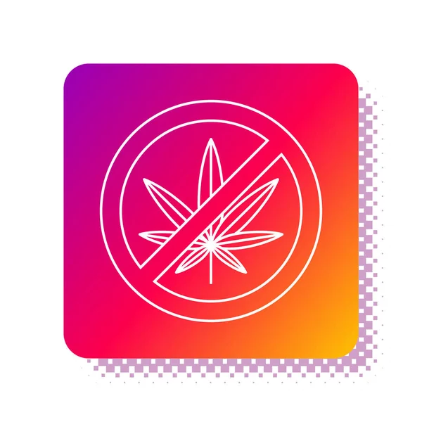 White Stop marijuana o icona di foglie di cannabis isolata su sfondo bianco. Non fumare marijuana. Simbolo di canapa. Pulsante di colore quadrato. Illustrazione vettoriale — Vettoriale Stock