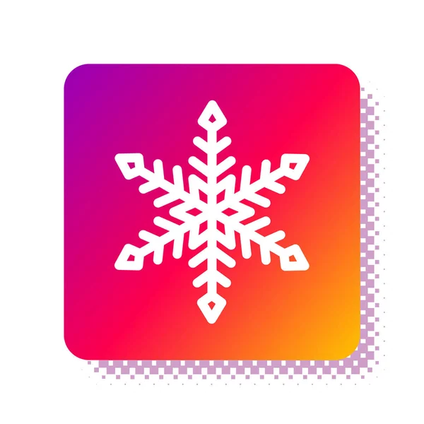 Icône de flocon de neige blanc isolé sur fond blanc. Bouton carré de couleur. Illustration vectorielle — Image vectorielle
