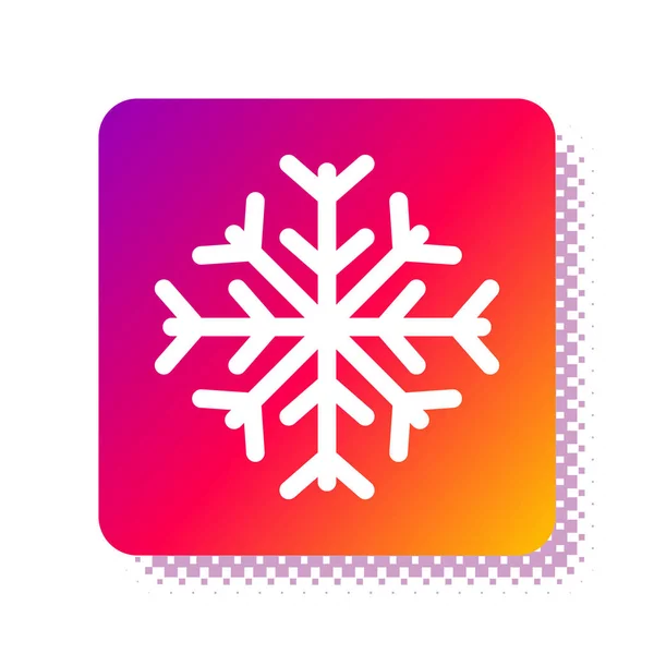 Weiße Schneeflocke Symbol isoliert auf weißem Hintergrund. Quadratische Farbtaste. Vektorillustration — Stockvektor