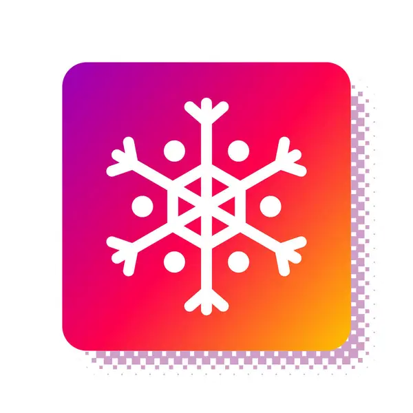 Λευκό εικονίδιο νιφάδας χιονιού απομονωμένο σε λευκό φόντο. Τετράγωνο κουμπί χρώματος. Εικονογράφηση διανύσματος — Διανυσματικό Αρχείο