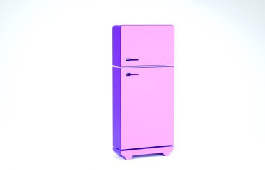 Mor Buzdolabı simgesi beyaz arkaplanda izole edildi. Buzdolabı buzdolabı. Ev aletleri ve aletler. 3d illüstrasyon 3d canlandırma