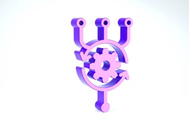 Mor Algoritma simgesi beyaz arkaplanda izole edildi. Yapay Zeka koleksiyonundan algoritma sembolü tasarımı. 3d illüstrasyon 3d canlandırma