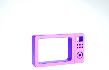 Mor mikrodalga fırın ikonu beyaz arkaplanda izole edilmiş. Ev aletleri simge 3D illüstrasyon 3D görüntüleyici