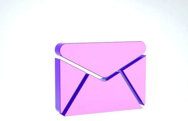 Icono de sobre púrpura aislado sobre fondo blanco. Mensaje de correo electrónico símbolo de letra. 3D ilustración 3D render —  Fotos de Stock