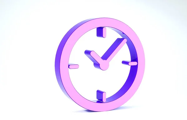 Icono del reloj púrpura aislado sobre fondo blanco. 3D ilustración 3D render — Foto de Stock