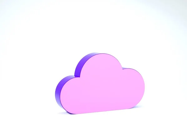 Фиолетовый значок облака изолирован на белом фоне. 3D-рендеринг — стоковое фото