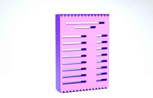 Purple Paper check και οικονομικό εικονίδιο ελέγχου απομονώνονται σε λευκό φόντο. Έλεγχος εκτύπωσης σε χαρτί, απόδειξη καταστήματος ή λογαριασμός. 3D απεικόνιση 3d καθιστούν — Φωτογραφία Αρχείου