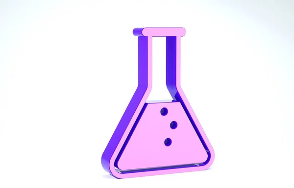 Purple Test tube and flask - chemical laboratory test icon isolated on white background. 3d illustration 3D render — Stock Photo, Image