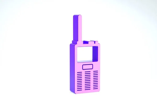 Purple Walkie talkie icono aislado sobre fondo blanco. Icono del transmisor de radio portátil. Señal del transceptor de radio. 3D ilustración 3D render —  Fotos de Stock