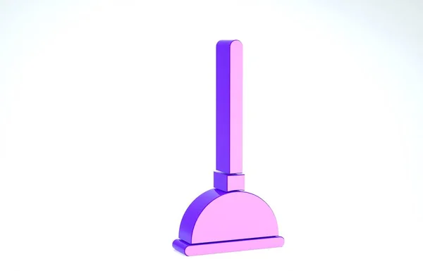 Purple Rubber plunger with wooden handle for pipe cleaning icon isolated on white background. Toilet plunger. 3d illustration 3D render — Stock Photo, Image