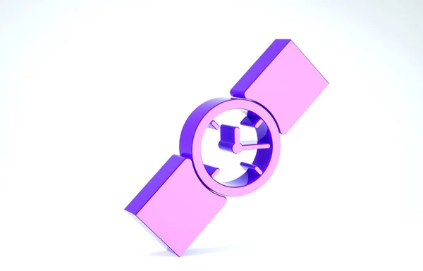 Purple Wrist horloge pictogram geïsoleerd op witte achtergrond. Een horloge icoon. 3d illustratie 3d renderen — Stockfoto