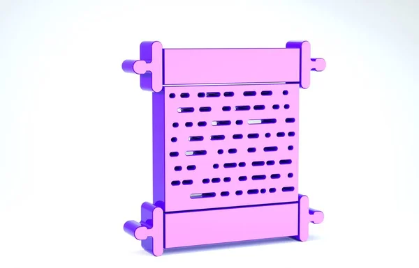 Icono de desplazamiento de papel púrpura aislado sobre fondo blanco. Señal de desplazamiento de lona. 3D ilustración 3D render — Foto de Stock