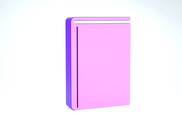 Ícone de livro roxo isolado no fundo branco. 3D ilustração 3D render — Fotografia de Stock