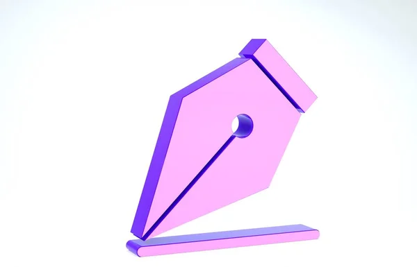 Ikon pena Purple Fountain diisolasi pada latar belakang putih. Pena alat tanda. Tampilan 3D ilustrasi 3d — Stok Foto