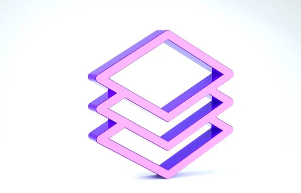 Icono de capas púrpuras aislado sobre fondo blanco. 3D ilustración 3D render —  Fotos de Stock