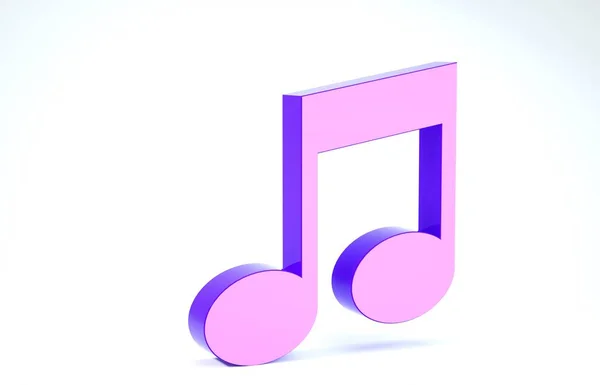 Purple Music note, toon icoon geïsoleerd op witte achtergrond. 3d illustratie 3d renderen — Stockfoto