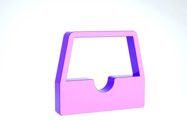 Purple Social media inbox icoon geïsoleerd op witte achtergrond. Sociaal netwerkelement, symbool. 3d illustratie 3d renderen — Stockfoto