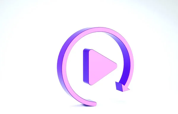 Violet bouton de lecture vidéo comme simple icône de replay isolé sur fond blanc. Illustration 3D rendu 3D — Photo