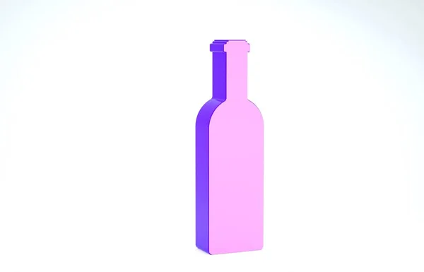 Lila Flasche Wein Symbol isoliert auf weißem Hintergrund. 3D Illustration 3D Renderer — Stockfoto