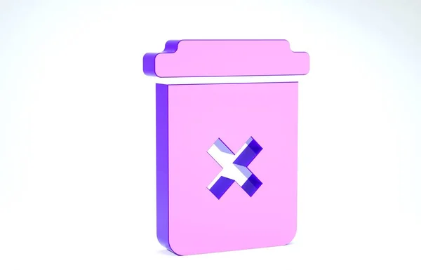 紫色的垃圾堆可以在白色背景上被隔离. 删除图标。 垃圾箱标志。 回收篮图标。 办公室垃圾图标。 3d说明3d — 图库照片