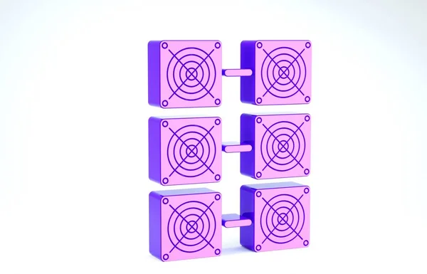 Purple Mining farm icon isolated on white background. Cryptocurrency mining, blockchain technology, bitcoin, digital money market, cryptocoin wallet. 3d illustration 3D render