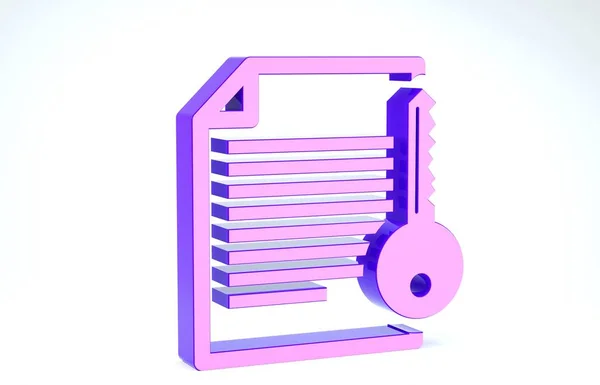 Mor Akıllı sözleşme simgesi beyaz arkaplanda izole edildi. Engelleme teknolojisi, kripto para madenciliği, bitcoin, altsikkeler, dijital para piyasası. 3d illüstrasyon 3d canlandırma