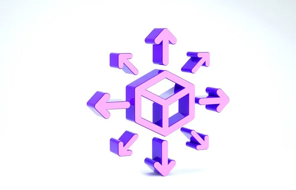 Purple Distribution icon isolated on white background. Content distribution concept. 3d illustration 3D render — ストック写真